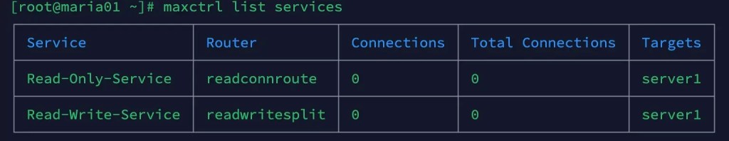 Maxscale service list