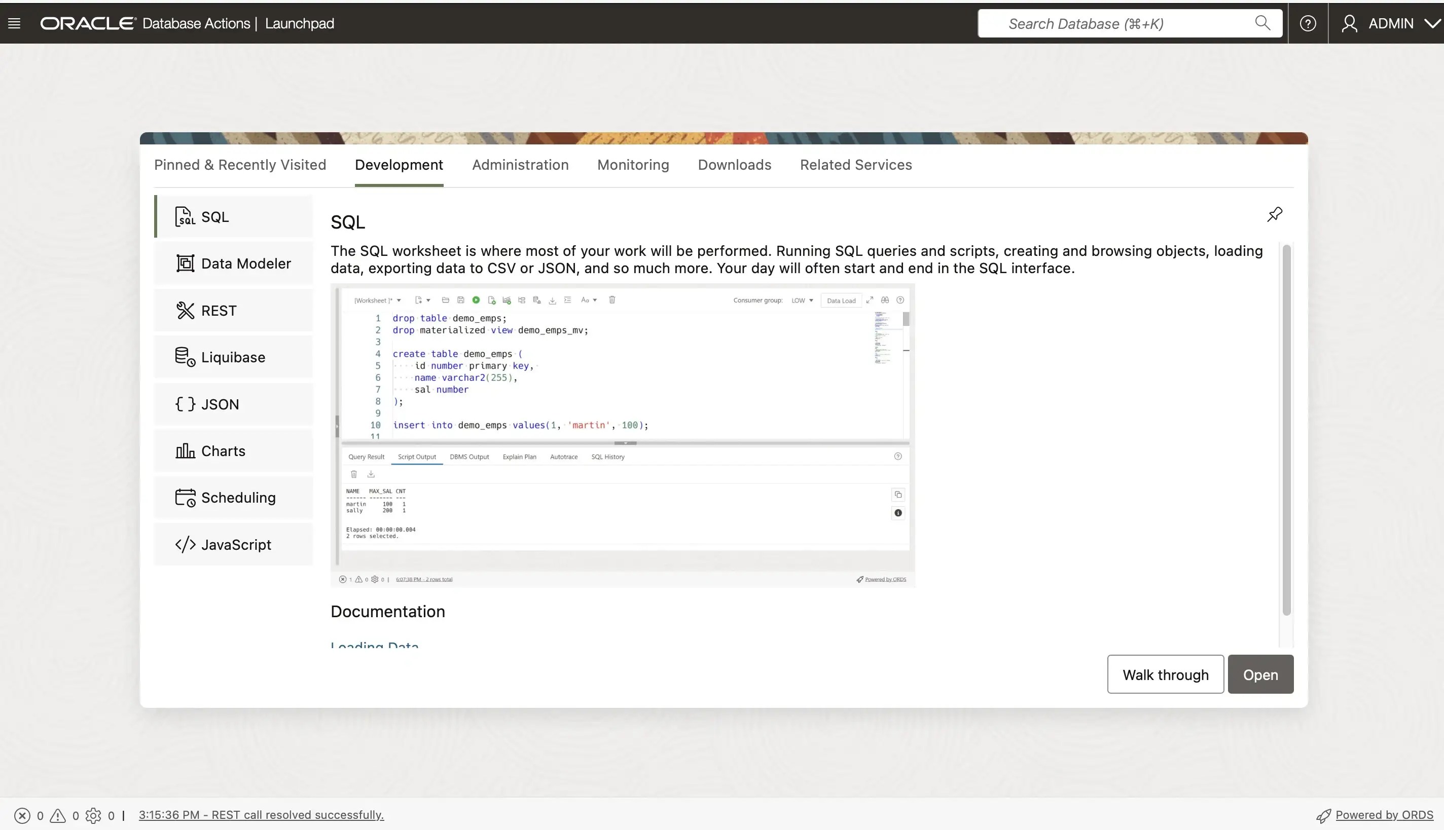 Autonomous Database Actions